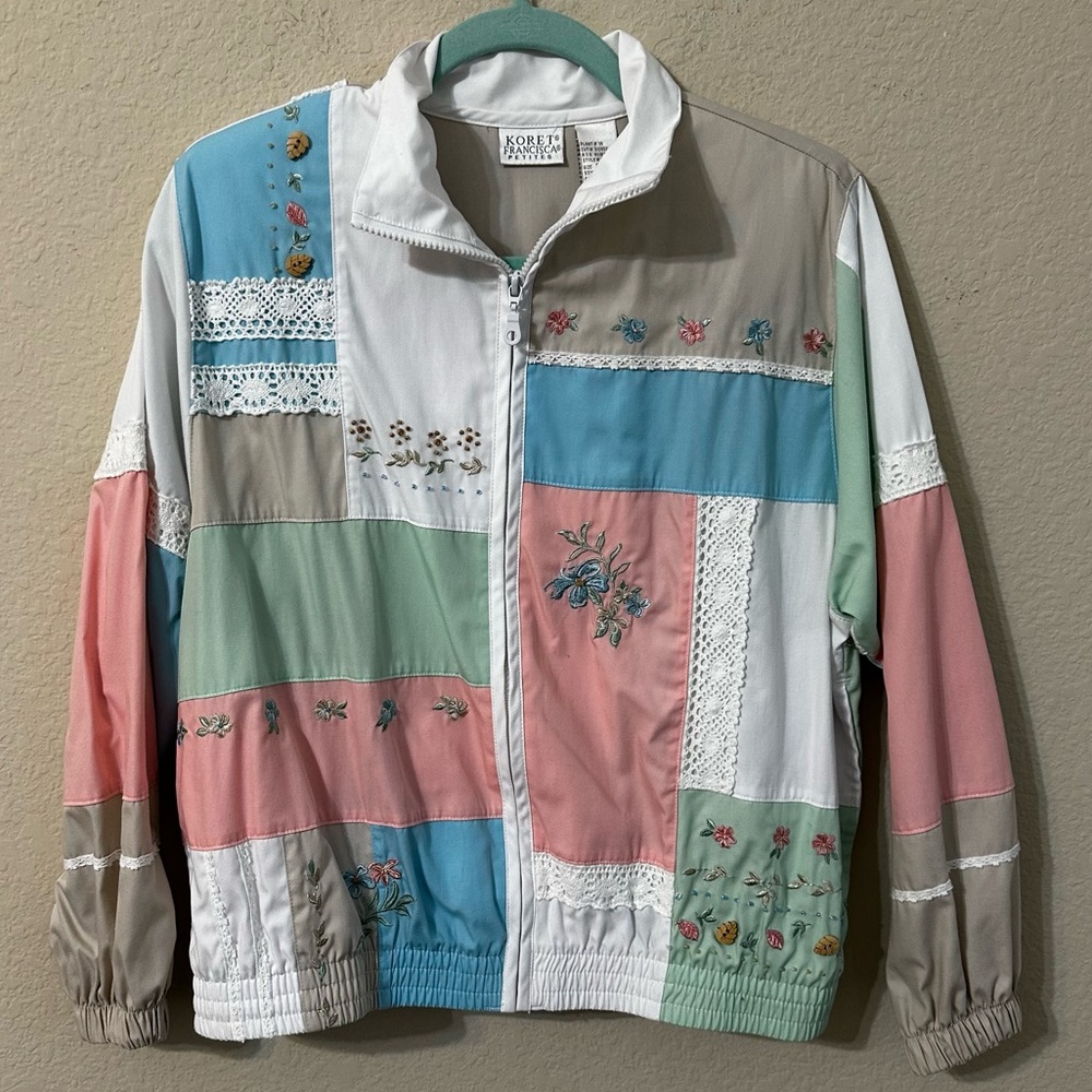 Koret Jacket Multicolor Patchwork Embroidered Flo… - image 1